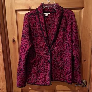 Gorgeous red and black sweater cardigan blazer